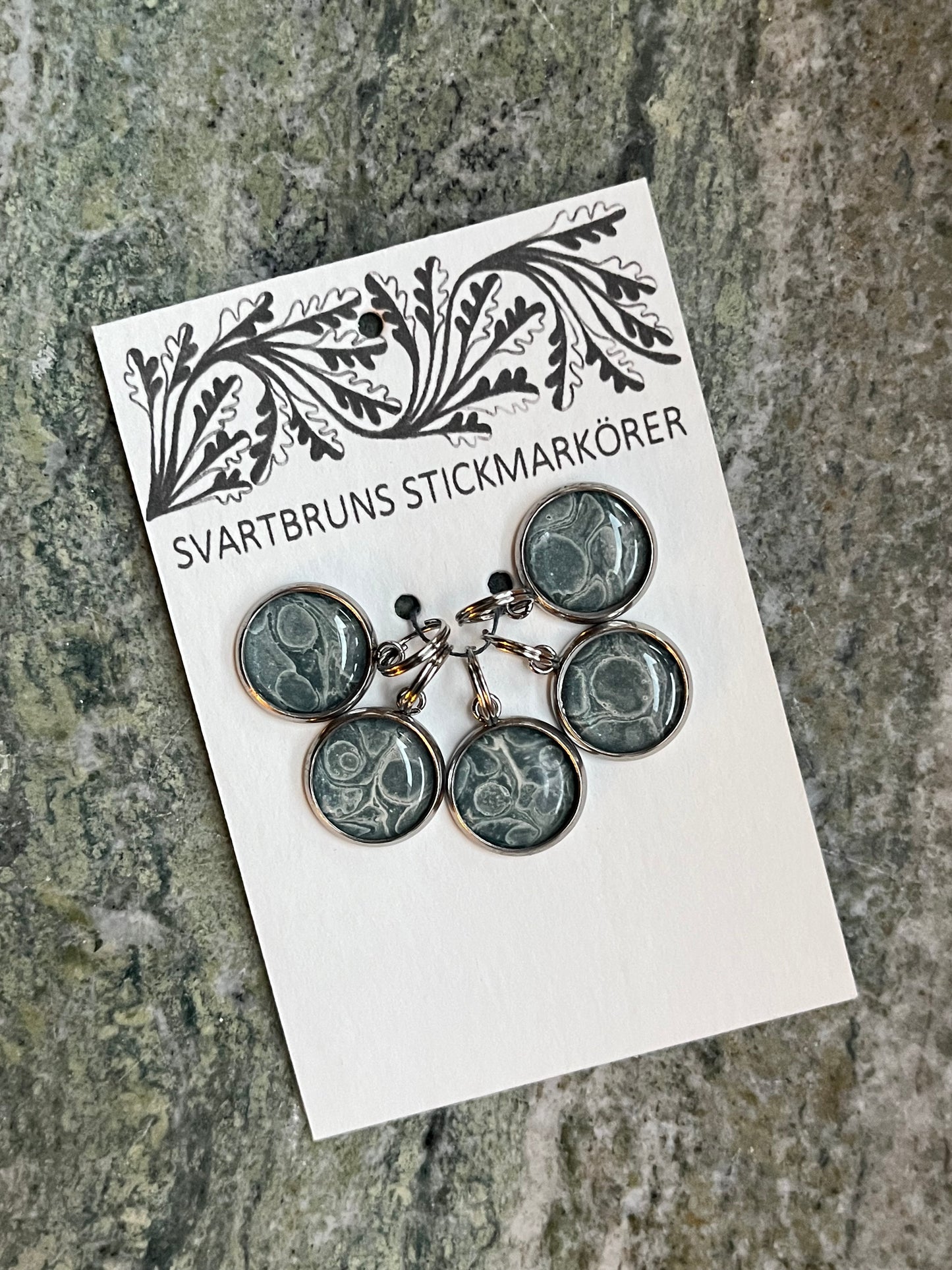 MARBLED STITCH MARKERS | one sided | set of five