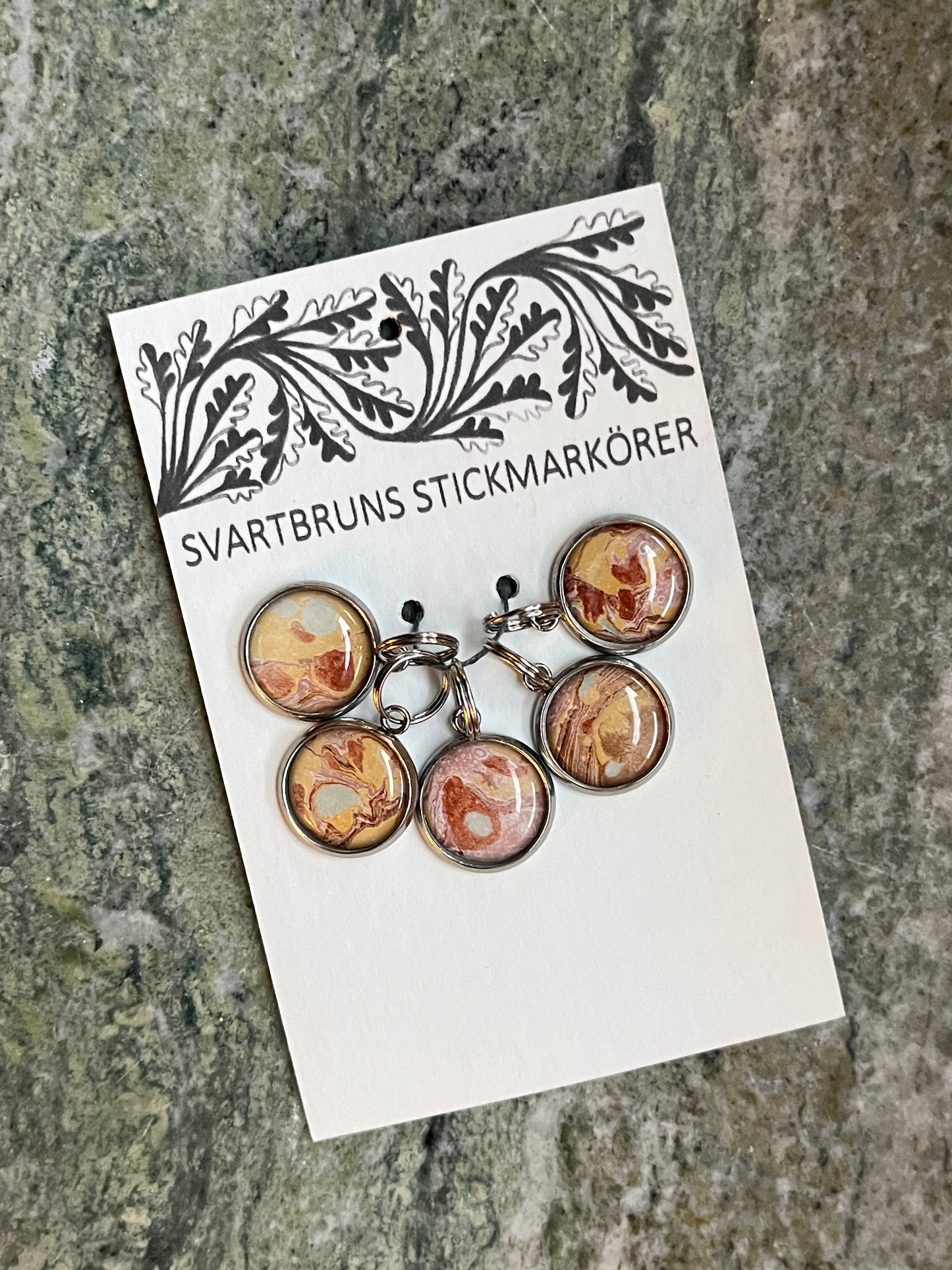 MARBLED STITCH MARKERS | one sided | set of five