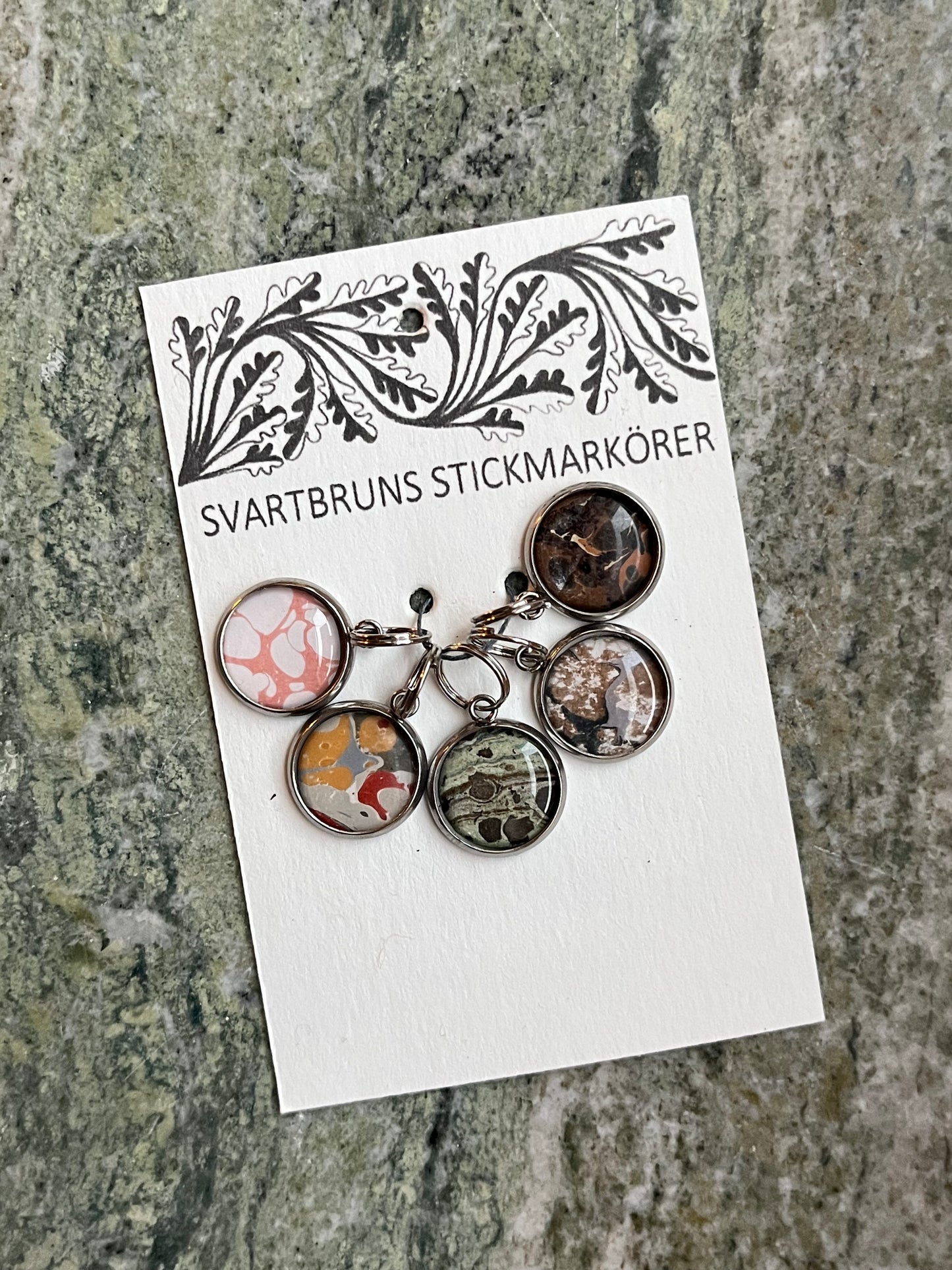 MARBLED STITCH MARKERS | one sided | set of five