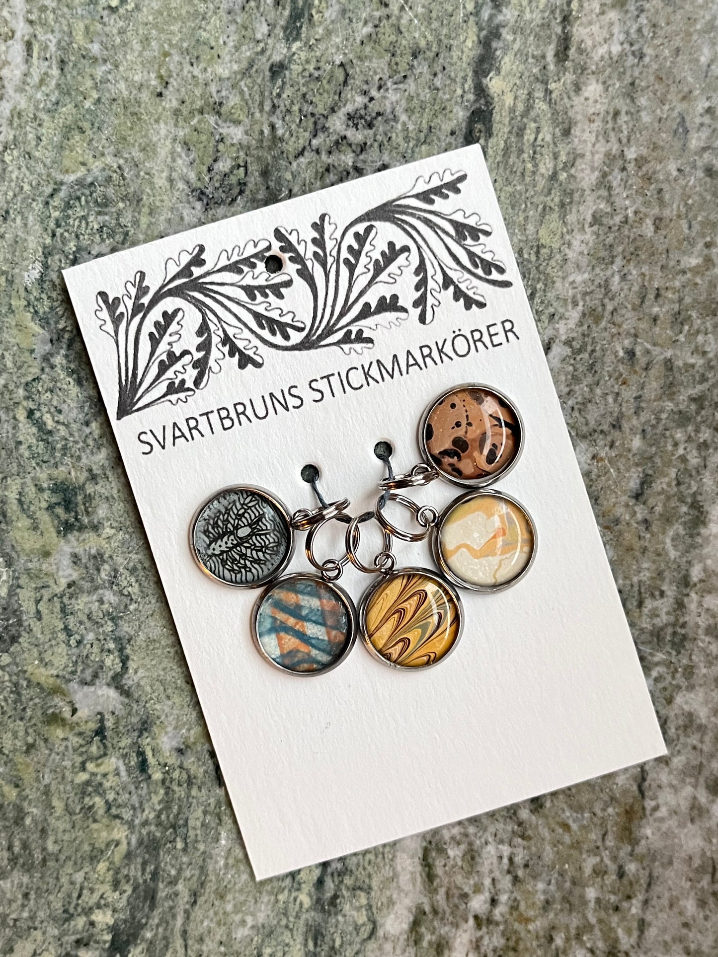 MARBLED STITCH MARKERS | one sided | set of five