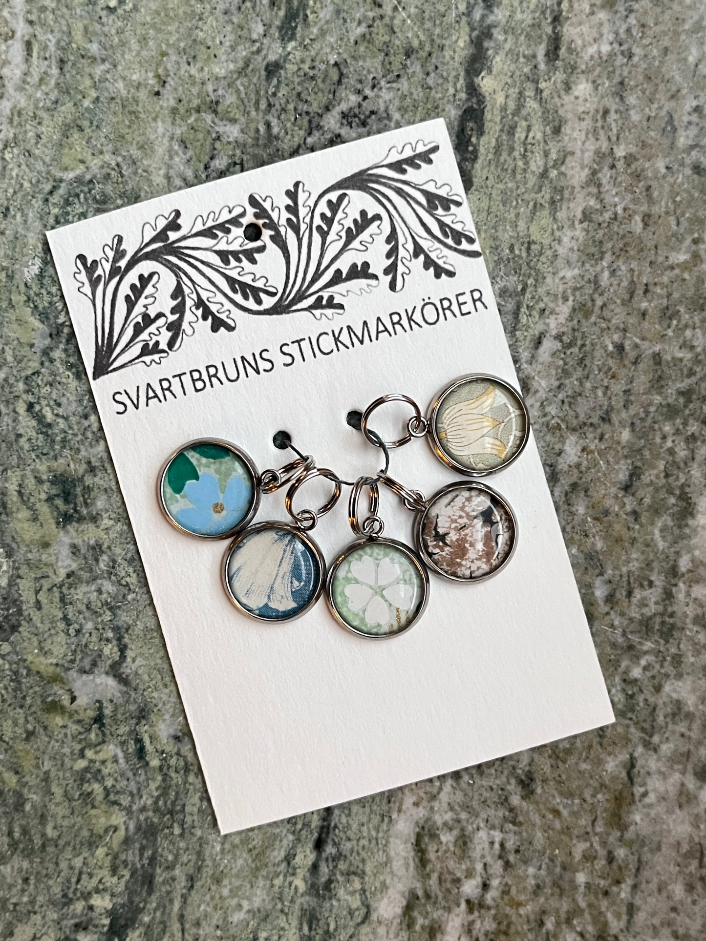 MARBLED STITCH MARKERS | one sided | set of five