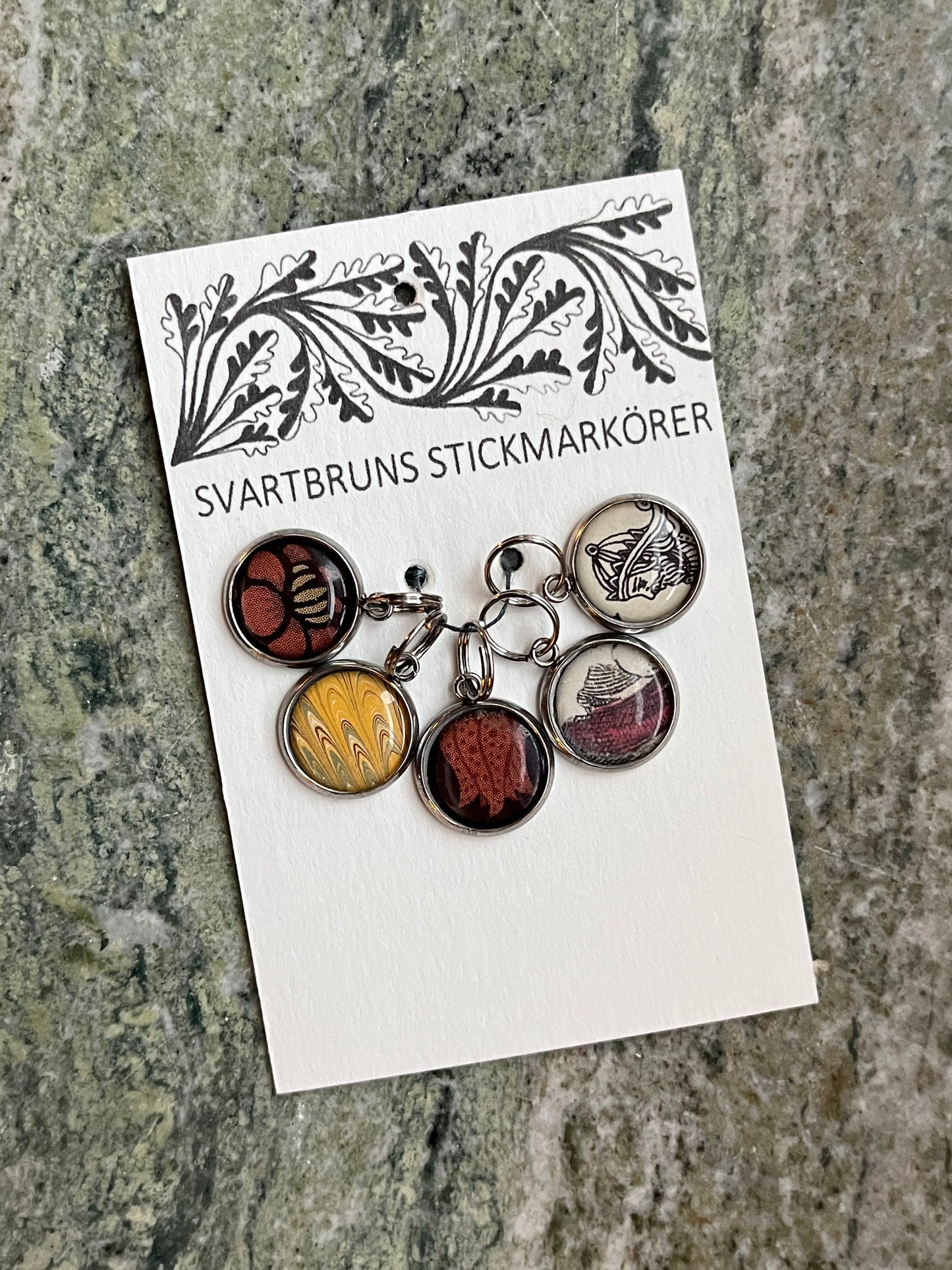MARBLED STITCH MARKERS | one sided | set of five