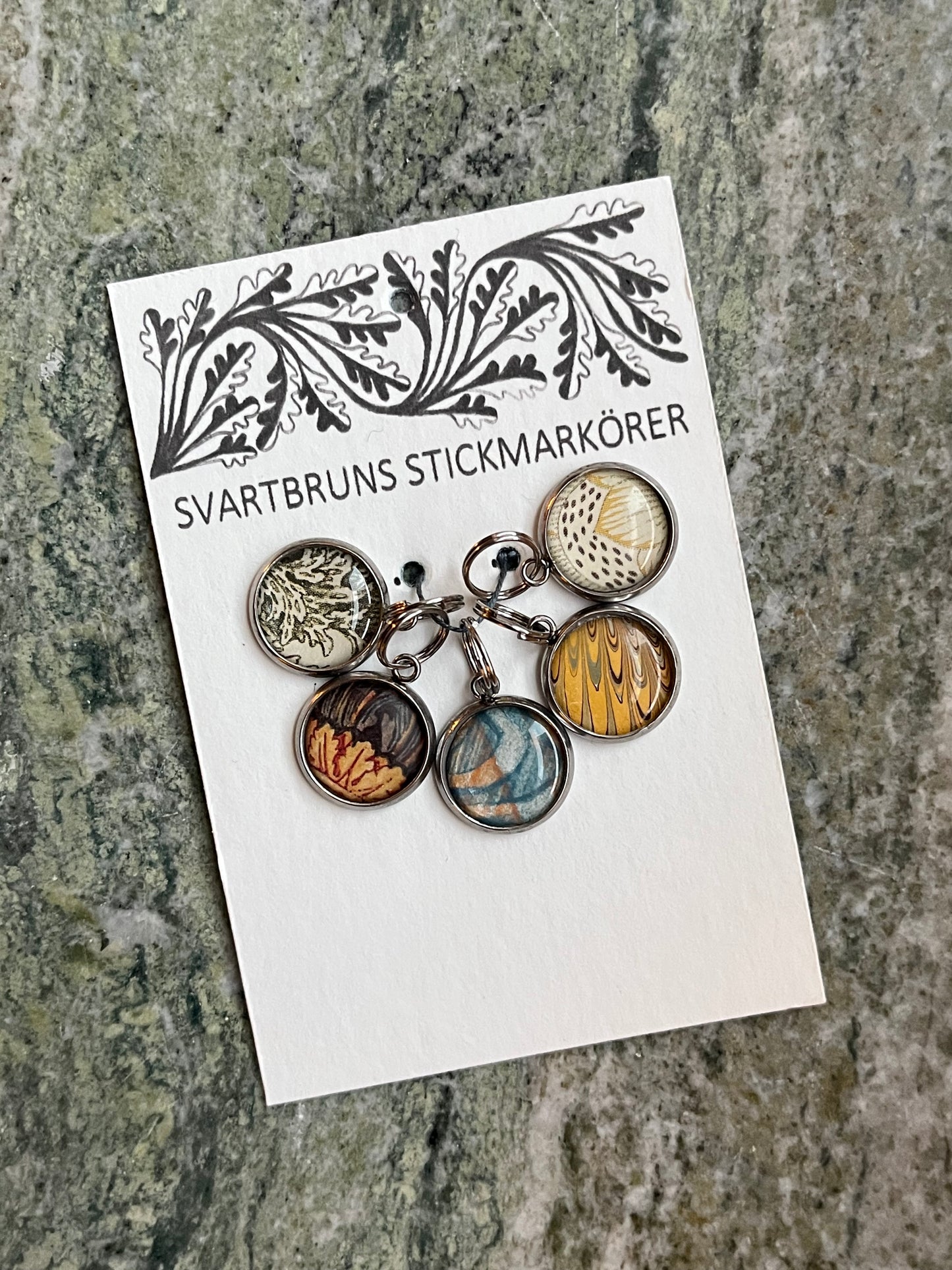 MARBLED STITCH MARKERS | one sided | set of five