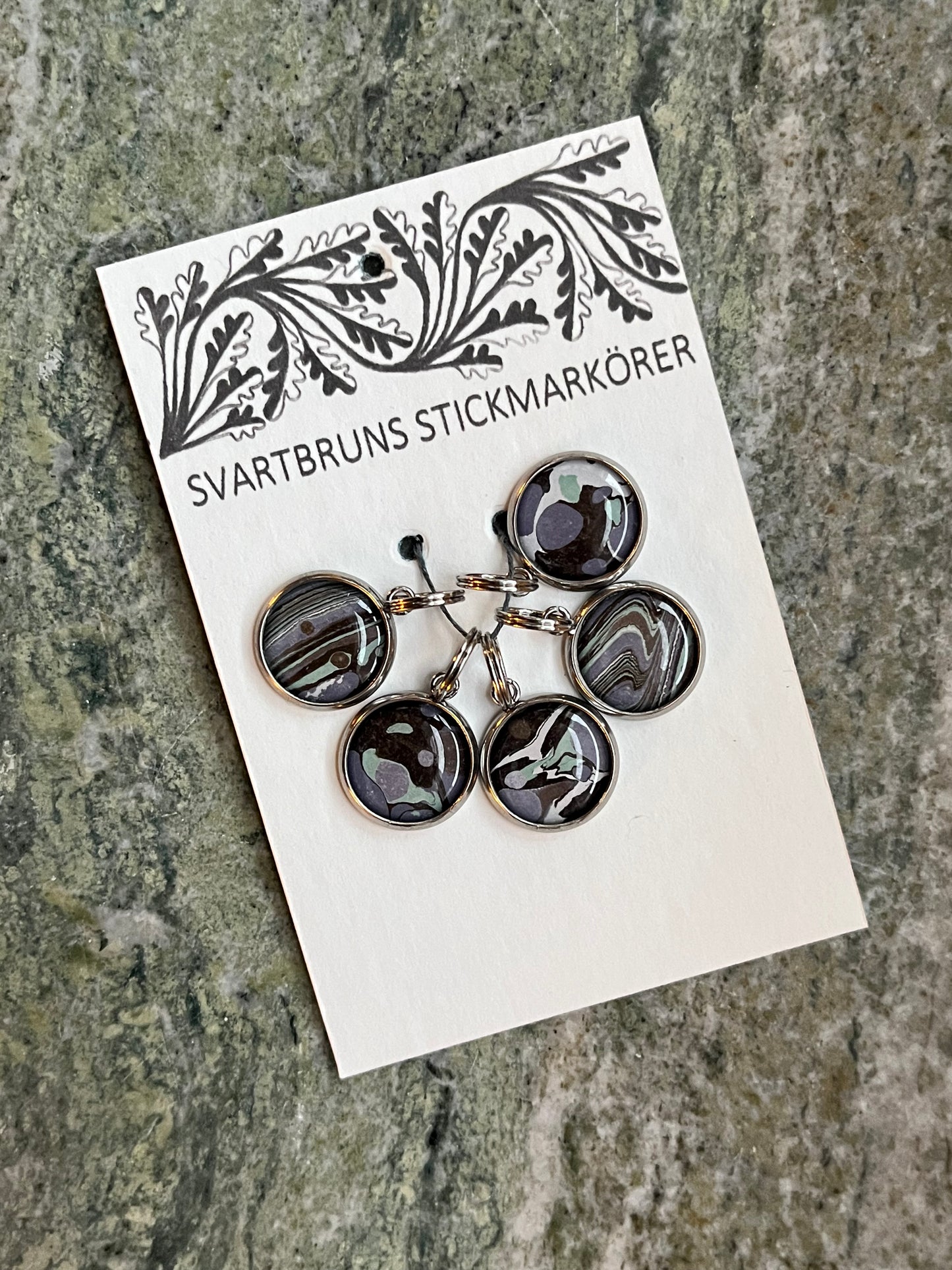 MARBLED STITCH MARKERS | one sided | set of five