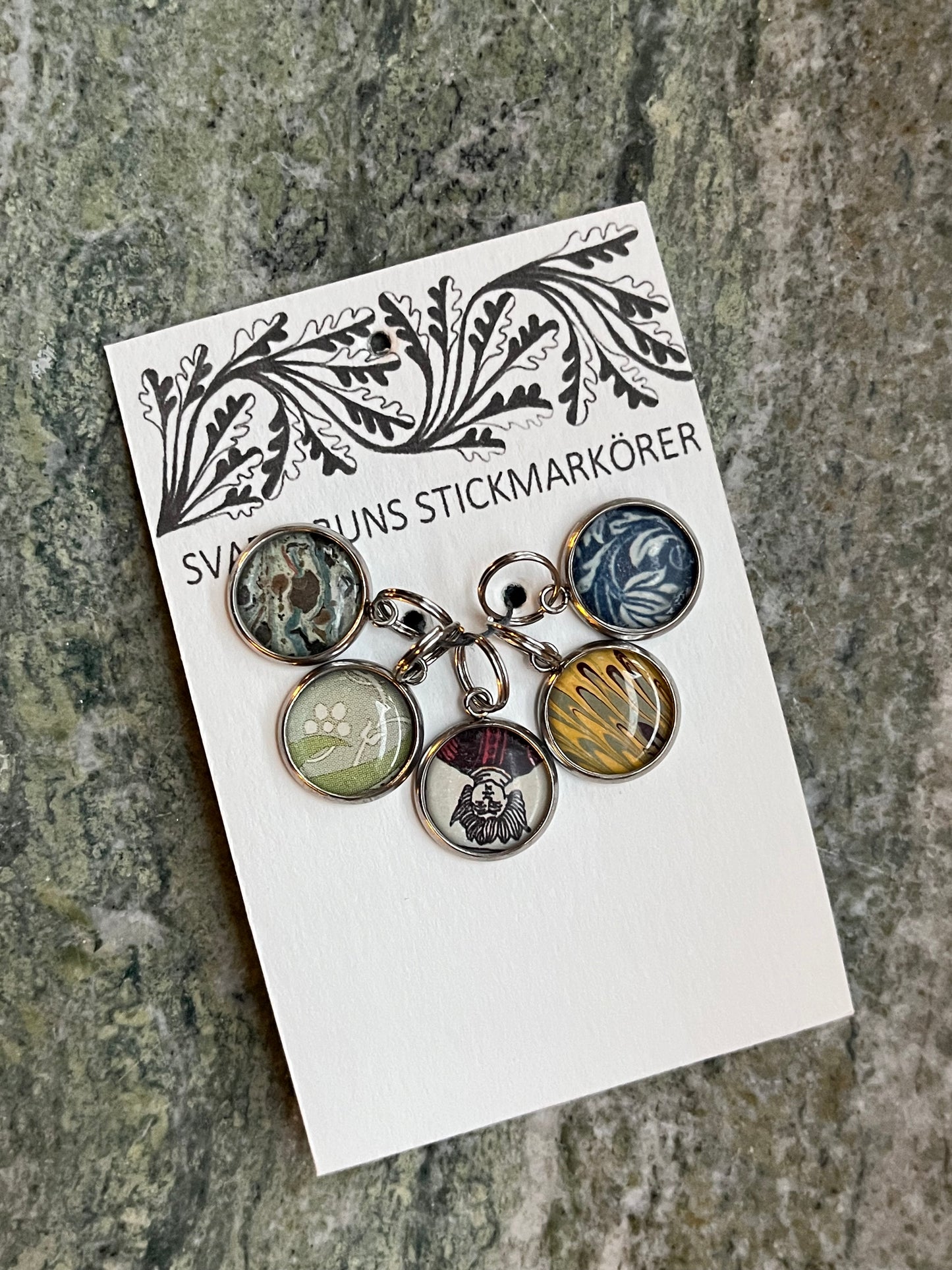 MARBLED STITCH MARKERS | one sided | set of five
