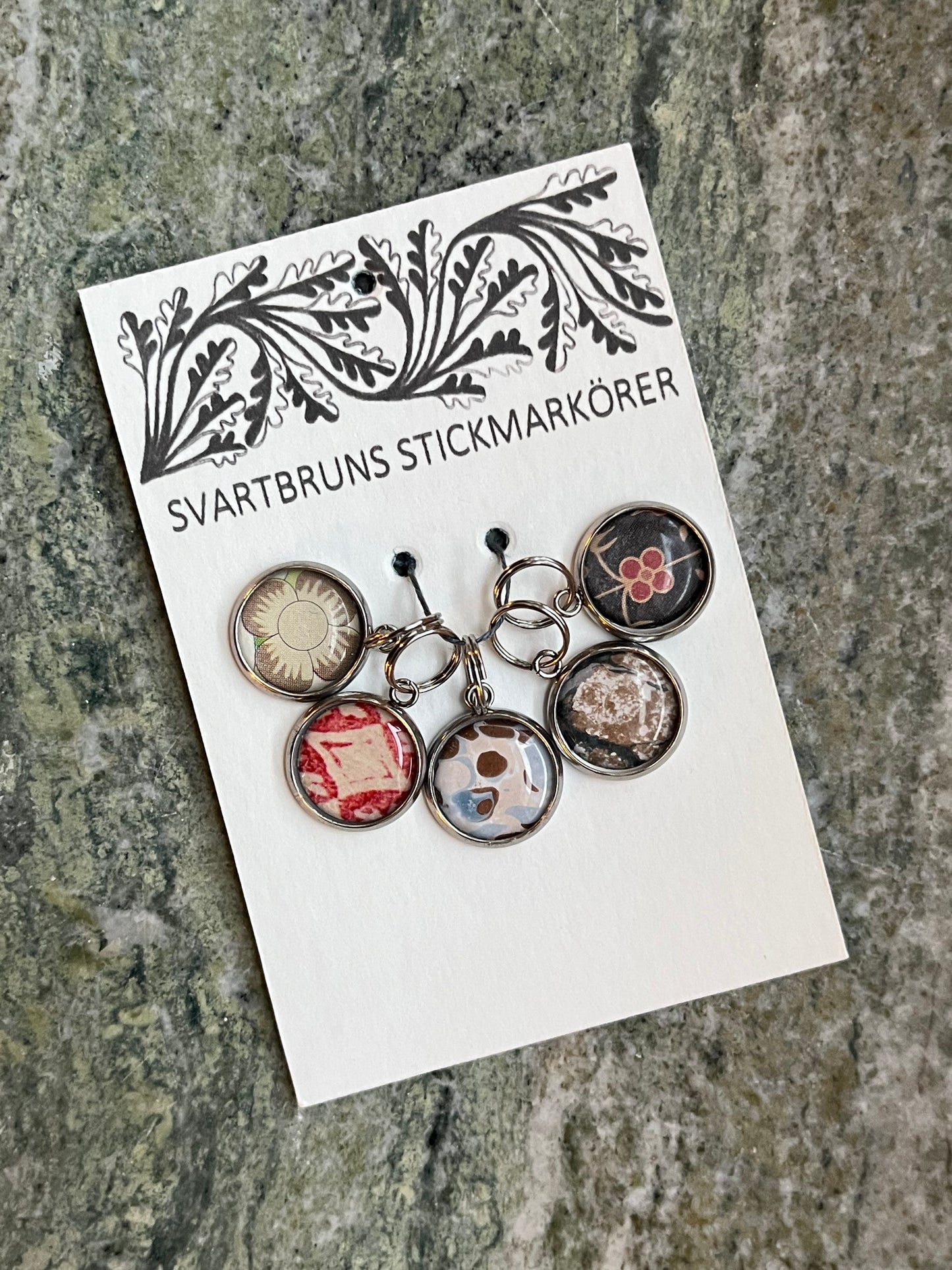 MARBLED STITCH MARKERS | one sided | set of five