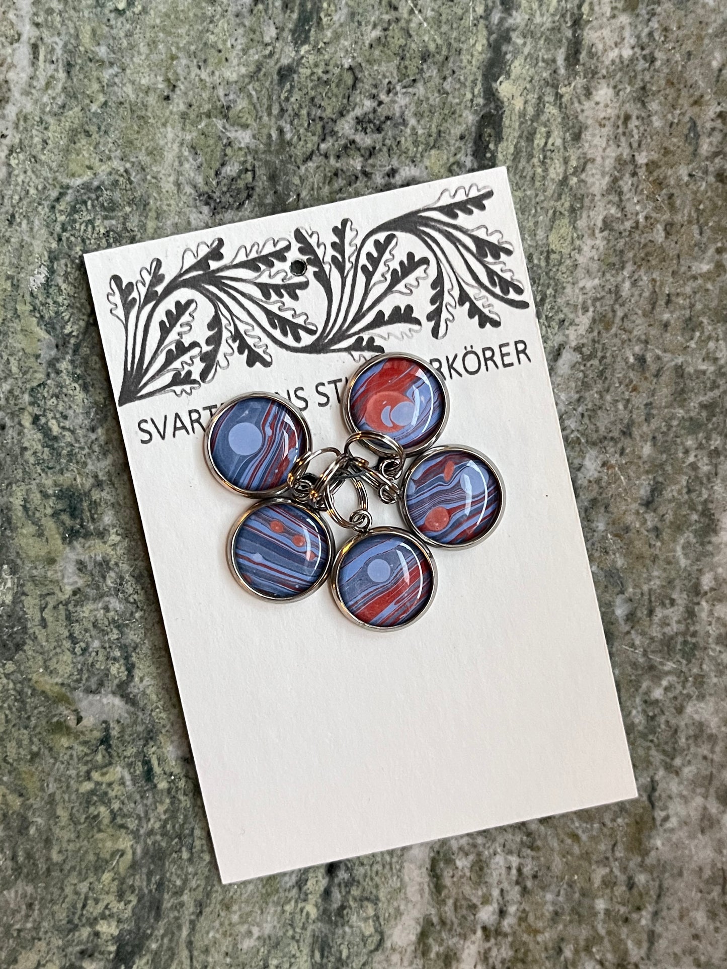 MARBLED STITCH MARKERS | one sided | set of five