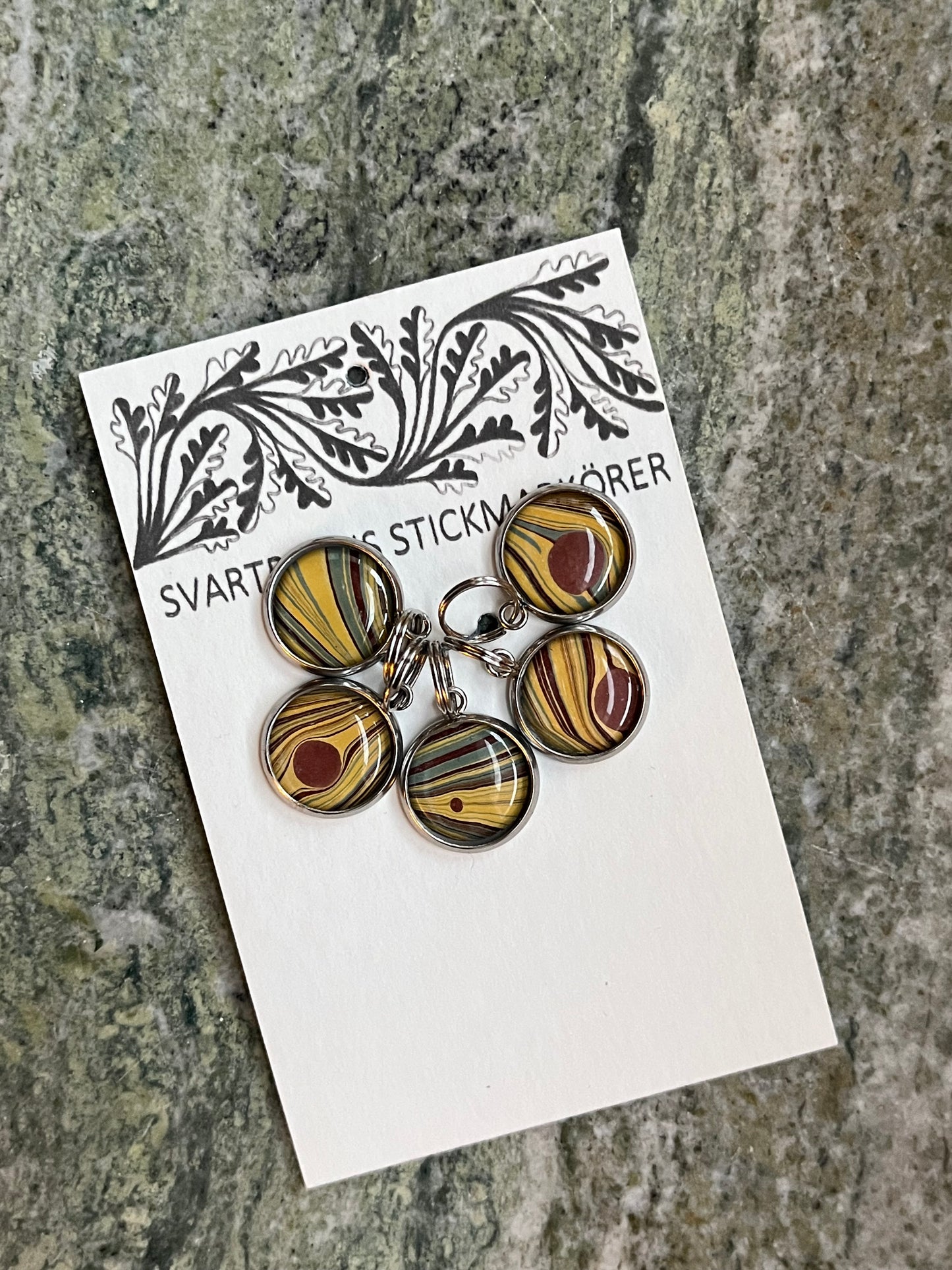MARBLED STITCH MARKERS | one sided | set of five